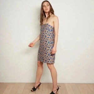 Anthropologie The Odells Gold and Blue Sequin Shift Dress